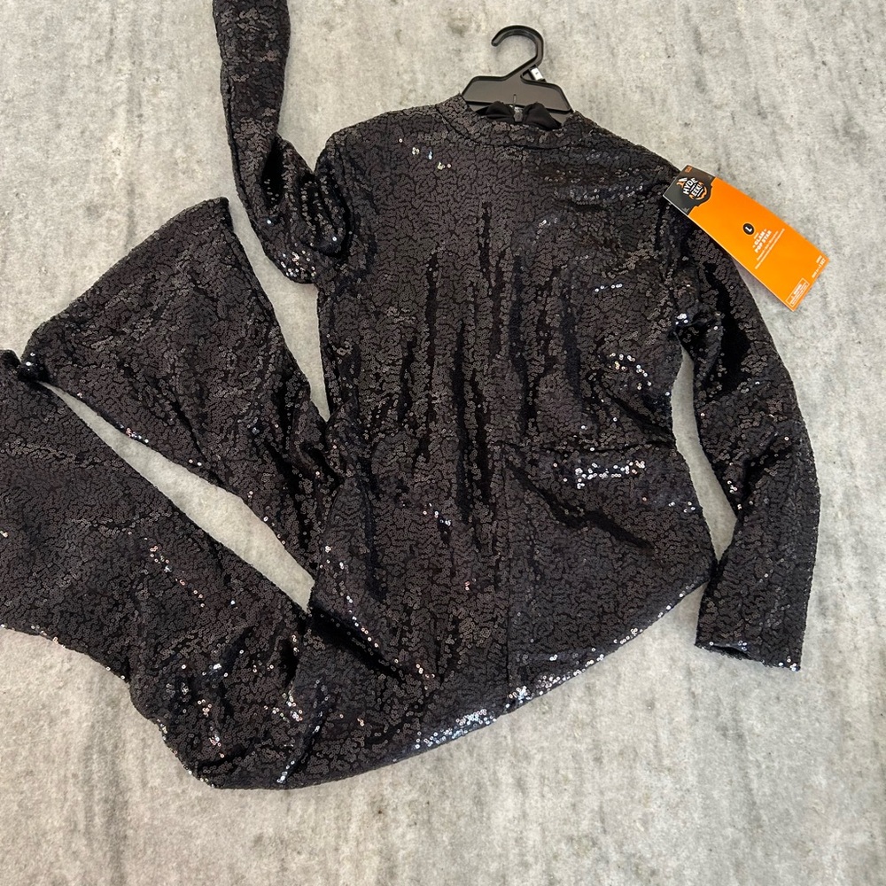 Hyde and Eek Black Sequin Kids Glam Pop Star Halloween Costume Size L